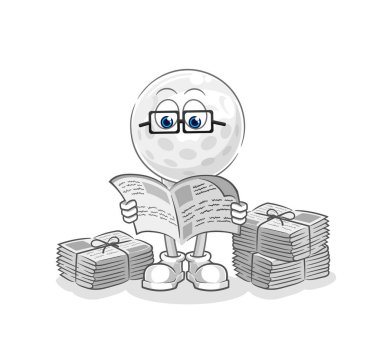 Golf kafa alışveriş maskotu. çizgi film vektosu