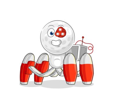 Golf kafası roketli bir maskot vektosu.