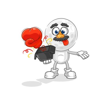 Golf kafa maskot çalışıyor. çizgi film vektosu