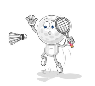 Golf kafa çiçek maskotunu suluyor. çizgi film vektosu