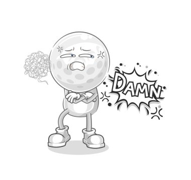 Ateşli maskotun golf kafası. çizgi film vektosu