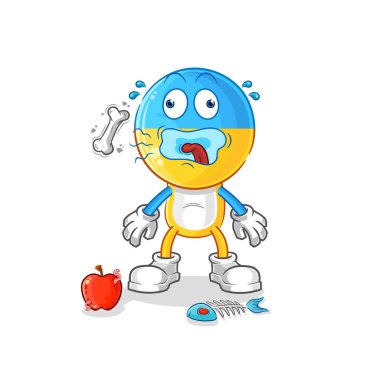 Ukrayna bayrağı kafa geğirme maskotu. çizgi film vektosu