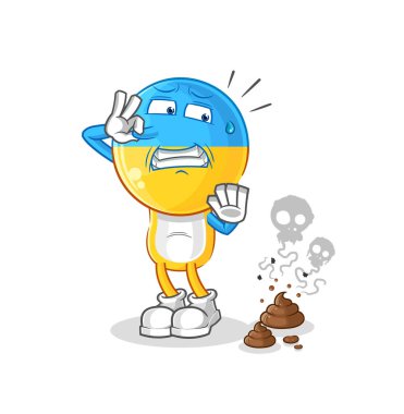 Ukrayna bayrağı başı ve kokuşmuş atık çizimi. karakter vektosu