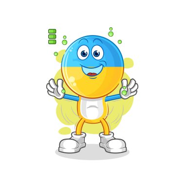 Ukrayna bayrağının baş batarya karakteri. karikatür maskotu vektosu