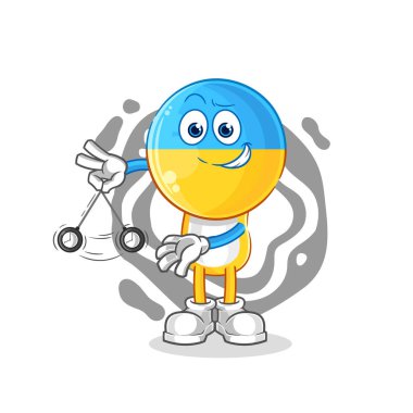 Ukrayna bayrağı hipnotize eden çizgi film. karikatür maskotu vektosu