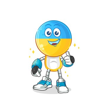 Ukrayna bayrağı kafalı robot karakter. karikatür maskotu vektosu