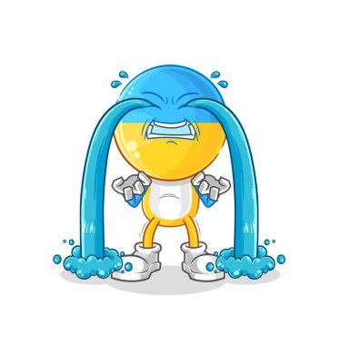 Ukrayna bayrağı başı ağlayan illüstrasyon. karakter vektosu