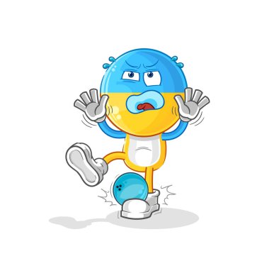 Ukrayna bayrağı, bowling çizgi filminden Hiten. karikatür maskotu vektosu