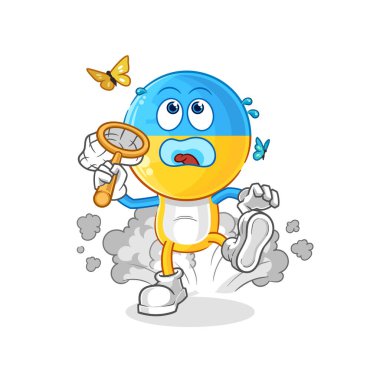 Ukrayna bayrağı başı kelebek resimlerini yakalıyor. karakter vektosu