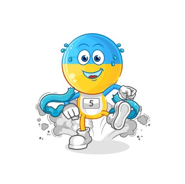 Ukrayna bayrağı baş koşucusu. karikatür maskotu vektosu