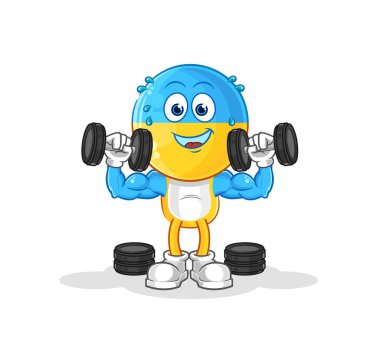 Ukrayna bayrağı kafa ağırlığı çizimi. karakter vektosu