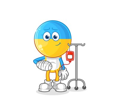 Ukrayna bayrağı IV illüstrasyonunda hastalandı. karakter vektosu