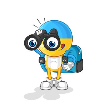 Dürbünlü Ukrayna bayrağı. karikatür maskotu vektosu