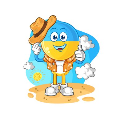 Ukrayna bayrağı başı tatile çıkıyor. karikatür maskotu vektosu