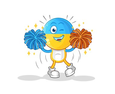 Ukrayna bayrağı amigo kız çizgi filmi. karikatür maskotu vektosu