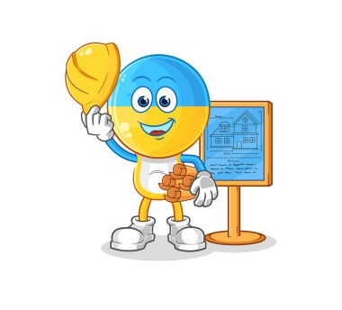 Ukrayna bayrağı baş mimari çizimi. karakter vektosu