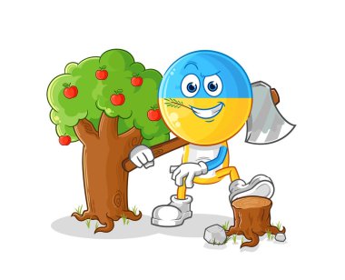 Ukrayna bayrak başı Carpenter illüstrasyonu. karakter vektosu