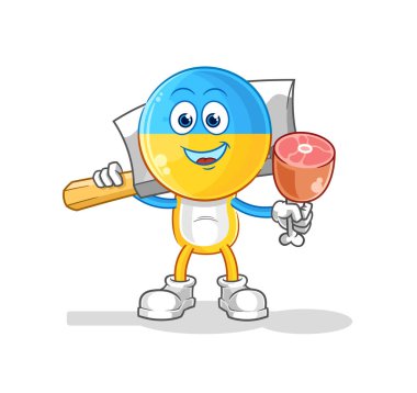 Ukrayna bayrağı Kasap illüstrasyonu. karakter vektosu