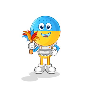 Ukrayna bayrağı baş hizmetçi maskotu. çizgi film vektosu