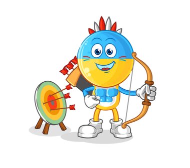 Ukrayna bayrağı Amerikan yerlilerinin başı. karikatür maskotu vektosu