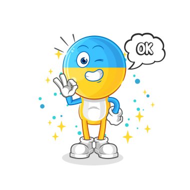 Ukrayna bayrağı kafalı da aynı fikirde. çizgi film vektosu