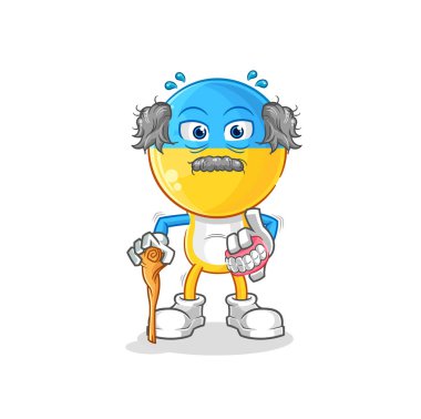 Ukrayna bayrağı, beyaz saçlı yaşlı adam. karakter vektosu