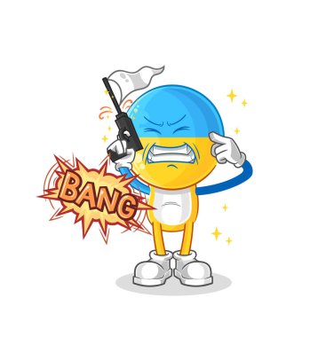 Ukrayna bayrağı uyarı maskotu. çizgi film vektosu