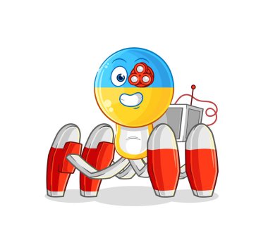 Ukrayna bayrağı gelecekteki robot vektörü. karikatür