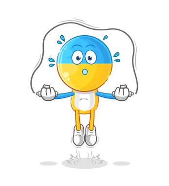 Ukrayna bayrağı ip atlama egzersizi. karakter vektosu