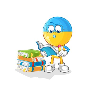 Ukrayna bayrağı kafa maskot çalışıyor. çizgi film vektosu