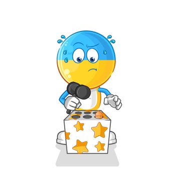 Ukrayna bayrağı bir köstebek maskotunu vurdu. çizgi film vektosu