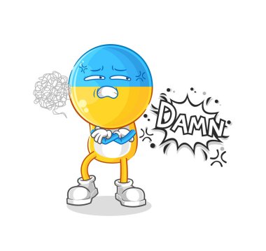 the ukraine flag head very pissed off illustration. character vecto