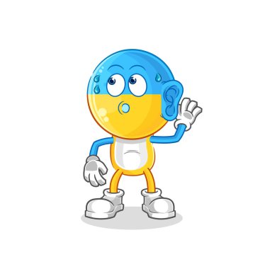 Ukrayna bayrağı kafa dinleme vektörü. karikatür