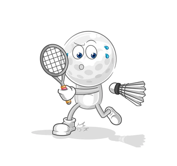 Golf Head Playing Badminton Illustration Character Vecto — Stockvektor