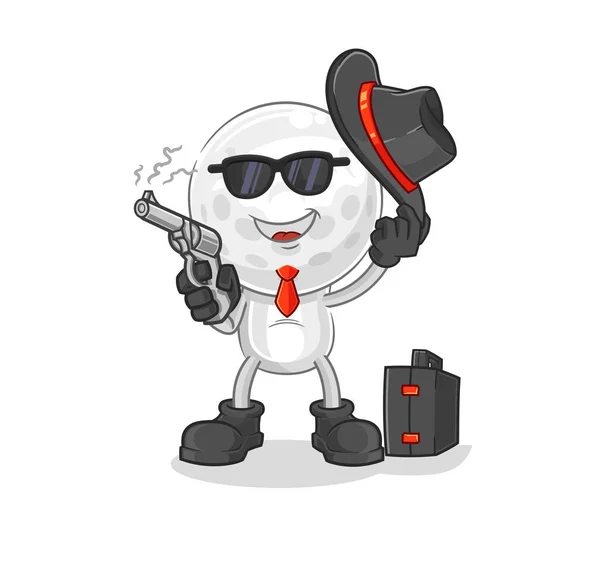 Golf Head Mafia Gun Character Cartoon Mascot Vecto — Stock vektor