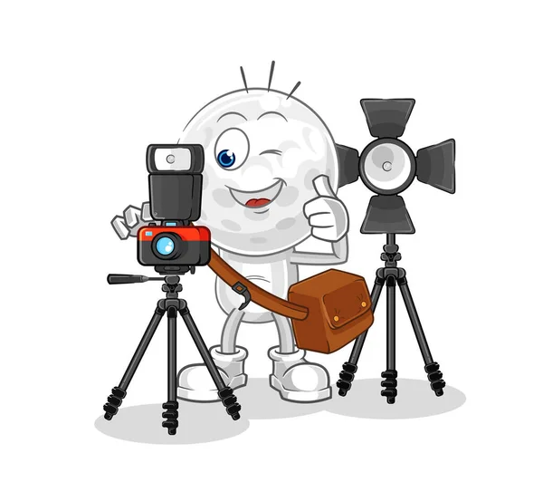 Golf Head Photographer Character Cartoon Mascot Vecto — Stock vektor