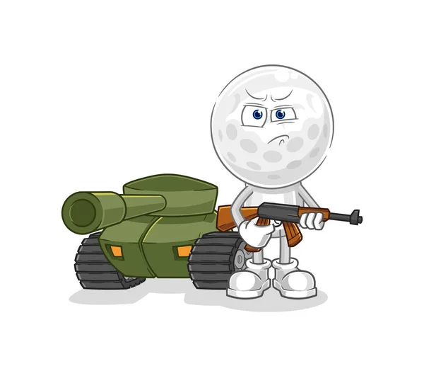 Golf Head Soldier Tank Character Cartoon Mascot Vecto — Vettoriale Stock