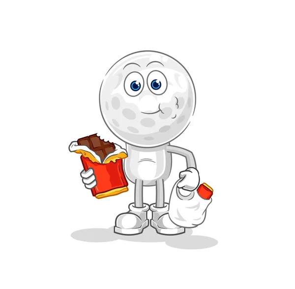 Golf Head Roasting Marshmallows Cartoon Mascot Vecto — Stock Vector
