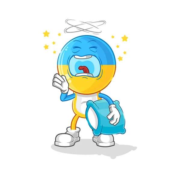 Ukraine Flag Head Yawn Character Cartoon Mascot Vecto — ストックベクタ