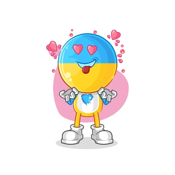 Ukraine Flag Head Fallin Love Vector Cartoon Characte — ストックベクタ