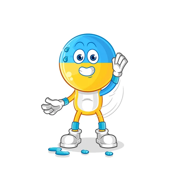 Ukraine Flag Head Stretching Character Cartoon Mascot Vecto — ストックベクタ