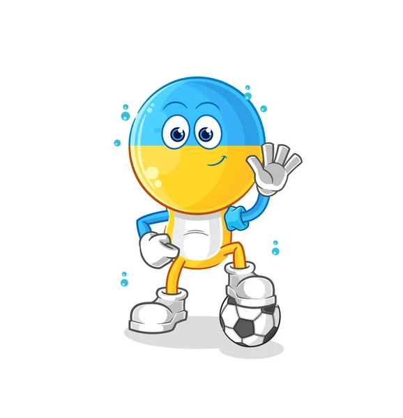 Ukraine Flag Head Playing Soccer Illustration Character Vecto — 图库矢量图片