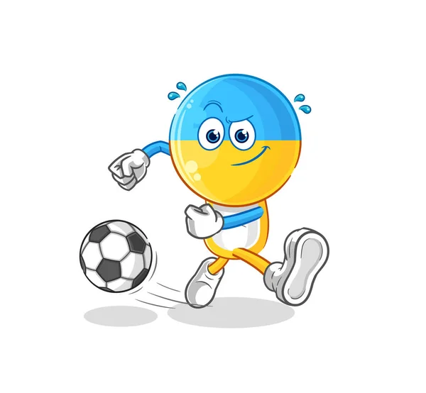 Ukraine Flag Head Kicking Ball Cartoon Cartoon Mascot Vecto — 图库矢量图片