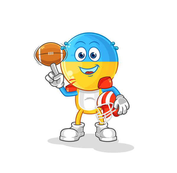 the ukraine flag head playing rugby character. cartoon mascot vecto