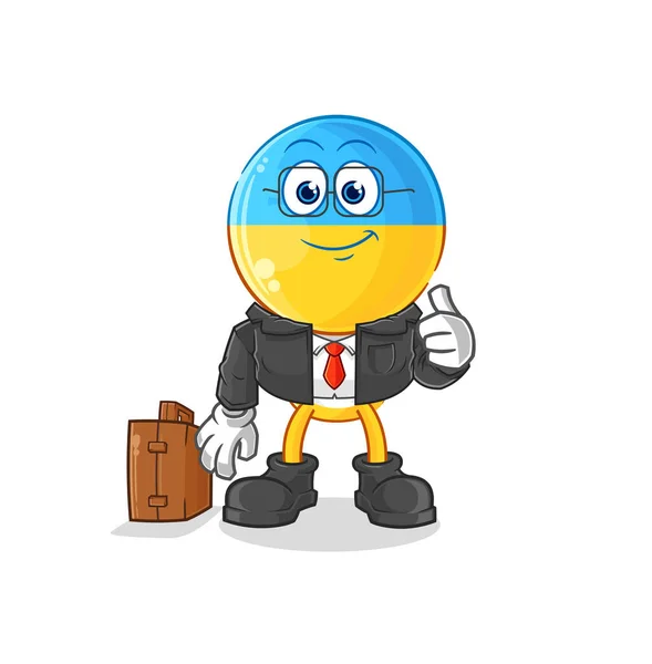 Ukraine Flag Head Office Worker Mascot Cartoon Vecto — Stockový vektor