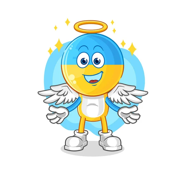 Ukraine Flag Head Angel Wings Vector Cartoon Characte — Wektor stockowy