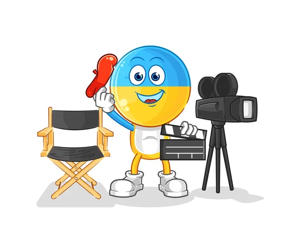 Ukraine Flag Head Director Mascot Cartoon Vecto — Vettoriale Stock