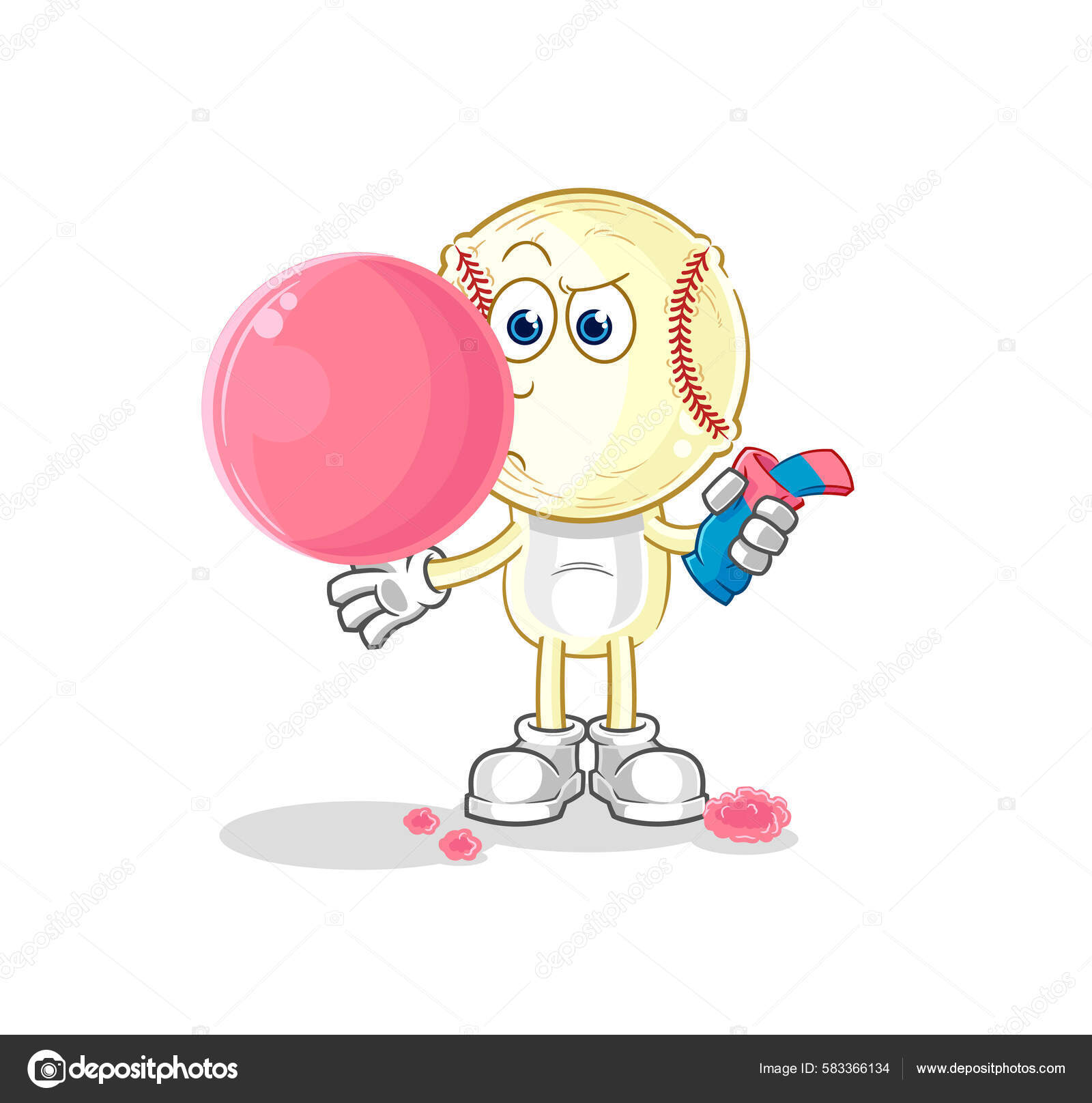 Baseball Head Chewing Gum Vector Cartoon Characte Stock Vector Image by