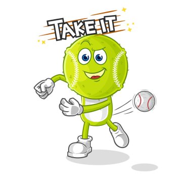 Tenis topu fırlatan beyzbol vektörü. karikatür