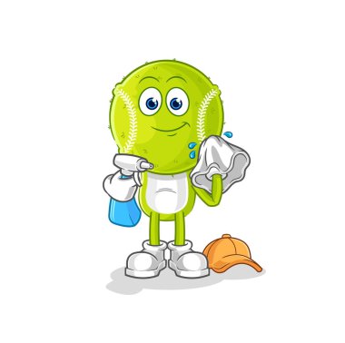 Tenis topu temizleyici vektörü. karikatür